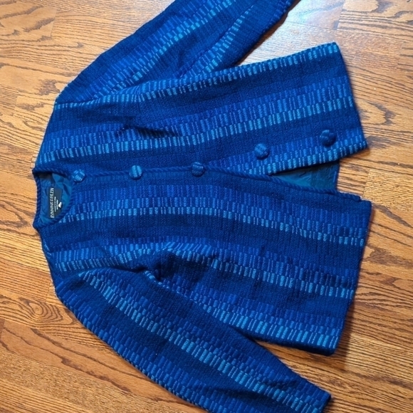 Rynning & Ihlen handwoven in Norway wool shades of blue indie blazer sz S - Picture 7 of 10